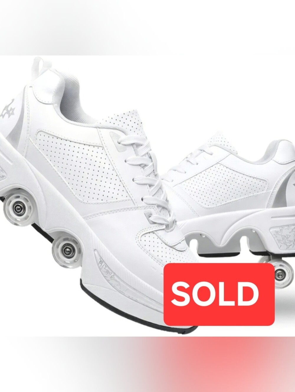 Unisex White Silver Roller Skate Shoes WMS Size EUR 37 US 7 Eqv to Youth Sz 5 - Picture 1 of 16